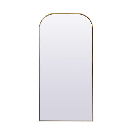 Metal Frame Arch Full Length Mirror 35x72 Inch in Brass