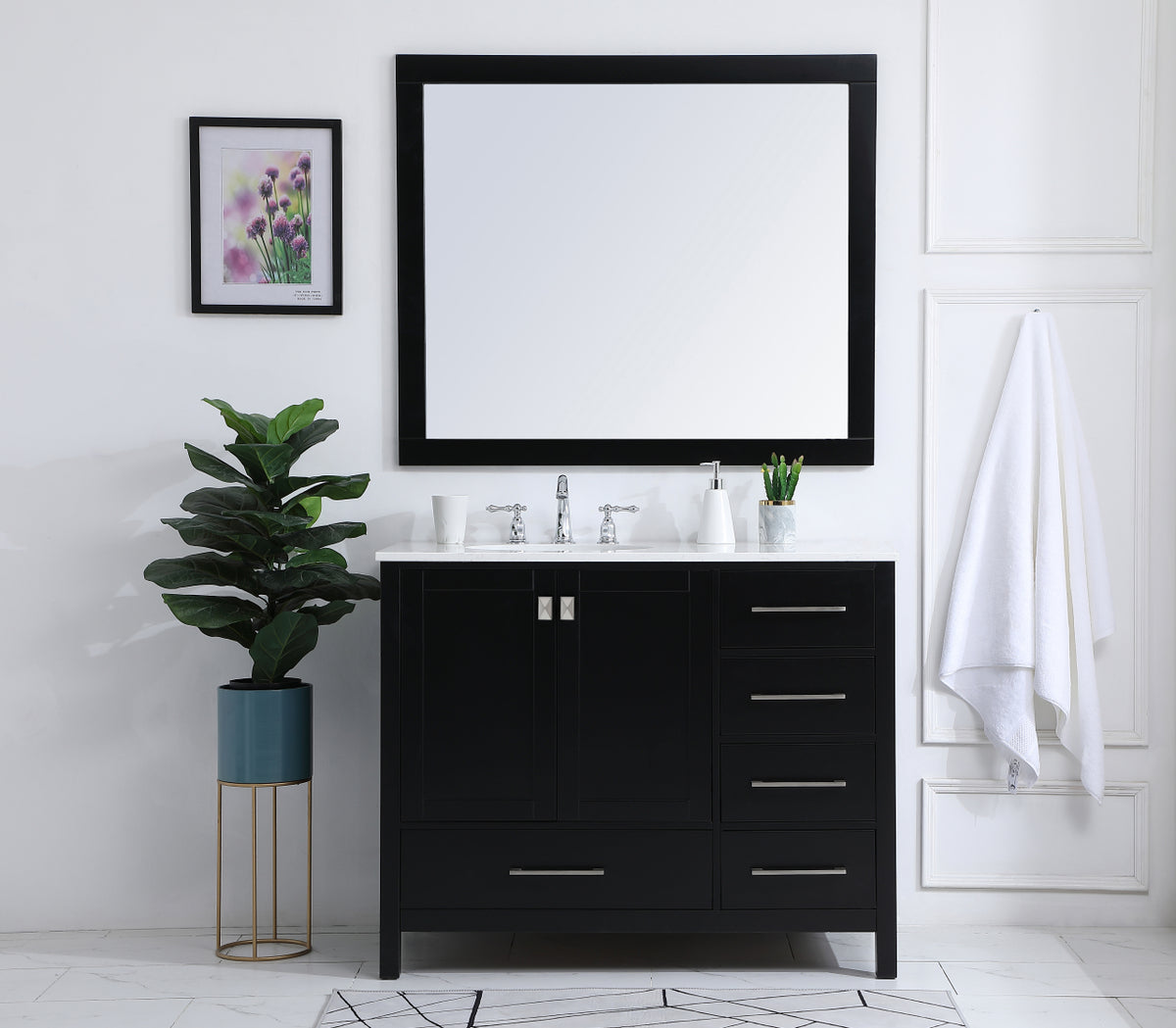 42 inch Single Bathroom Vanity in Black