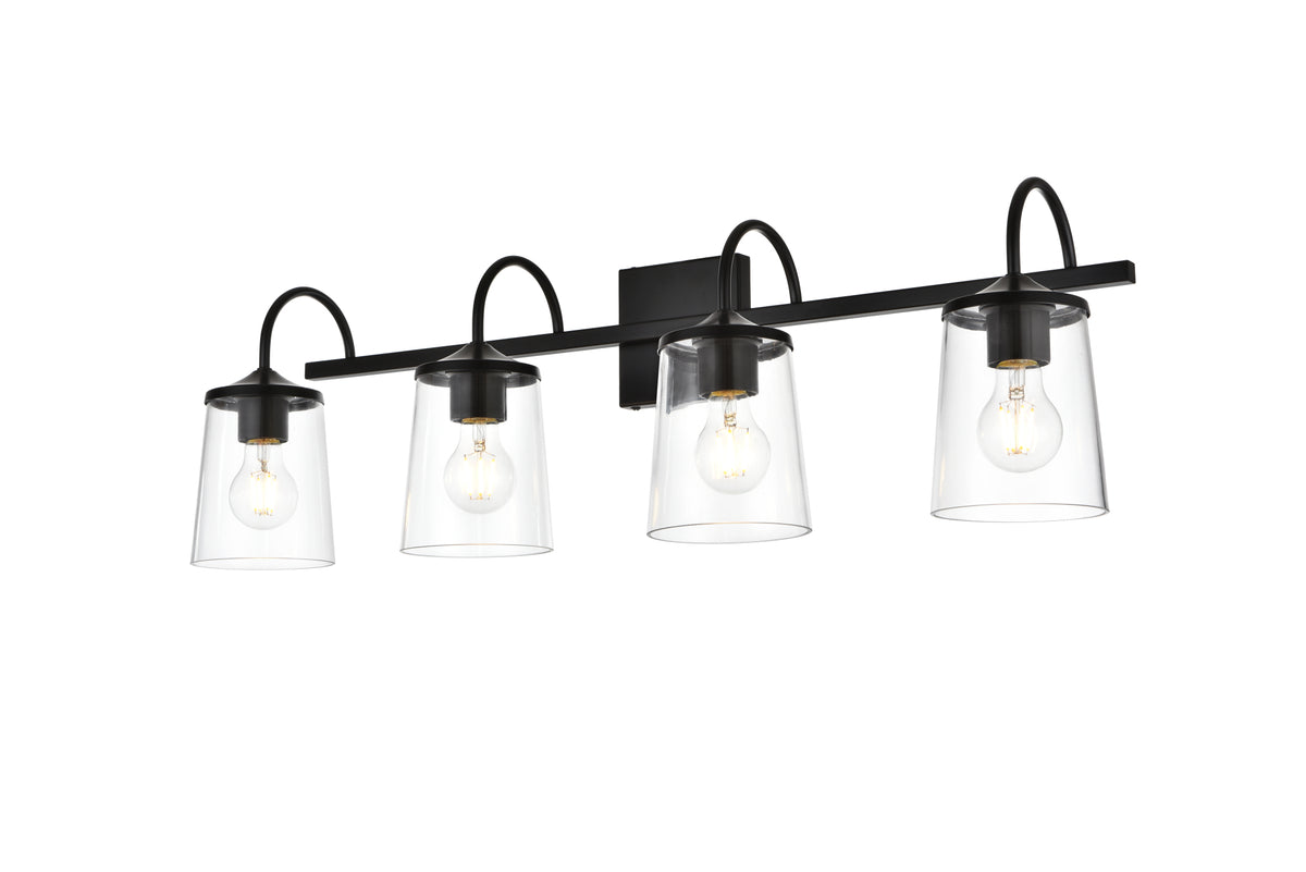 Avani 4 light Black and Clear Bath Sconce