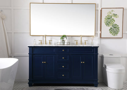 60 inch Double Bathroom Vanity set in Blue