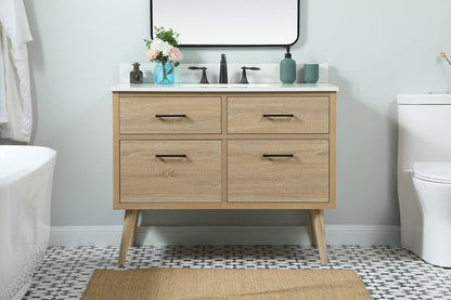 42 inch Single bathroom vanity in mango wood with backsplash