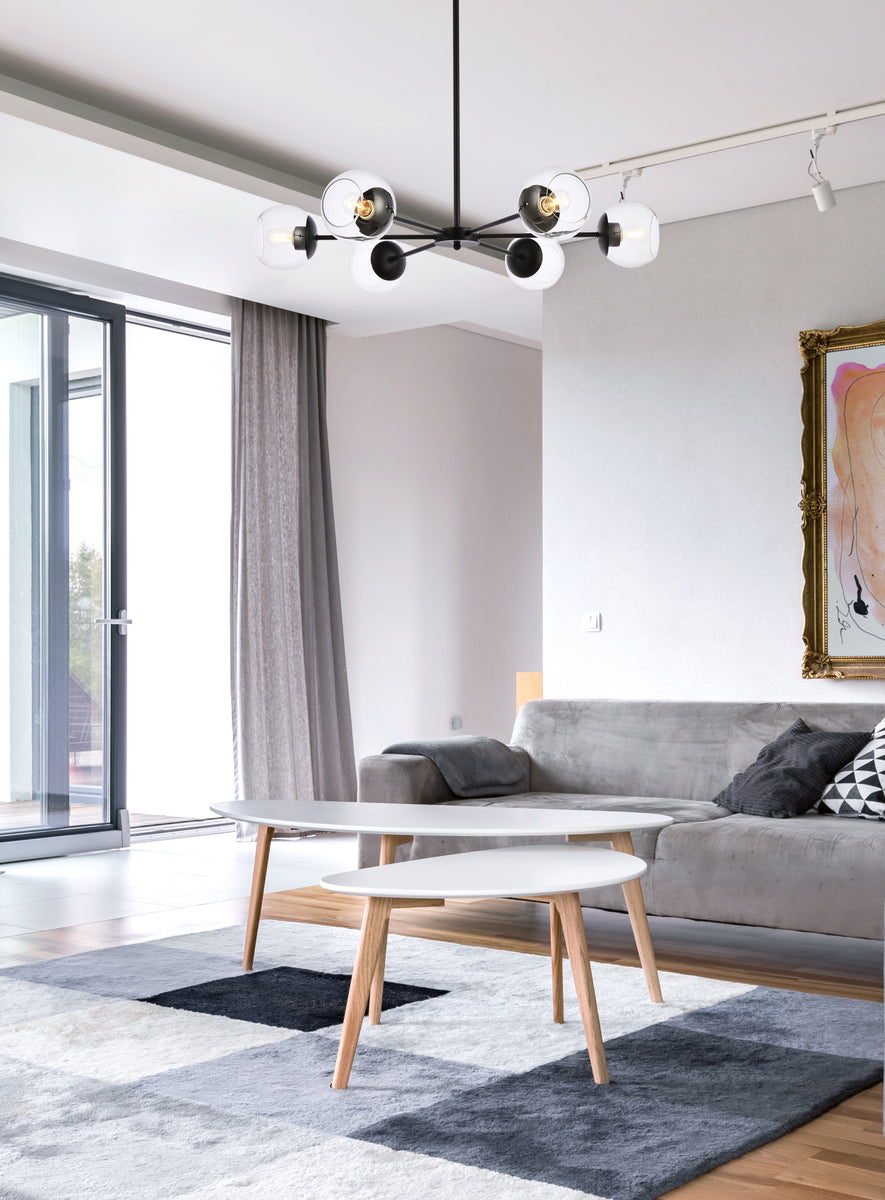 Briggs 36 inch pendant in black with clear shade