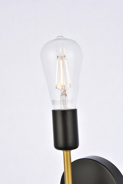 Keely 1 light black and brass wall sconce