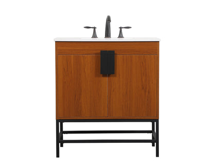 30 inch Single bathroom vanity in teak