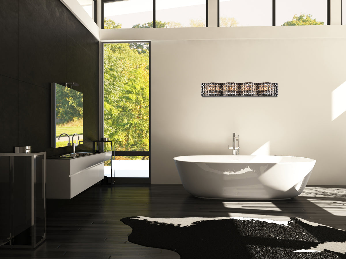 Ollie 4 light bath sconce in black with clear crystals