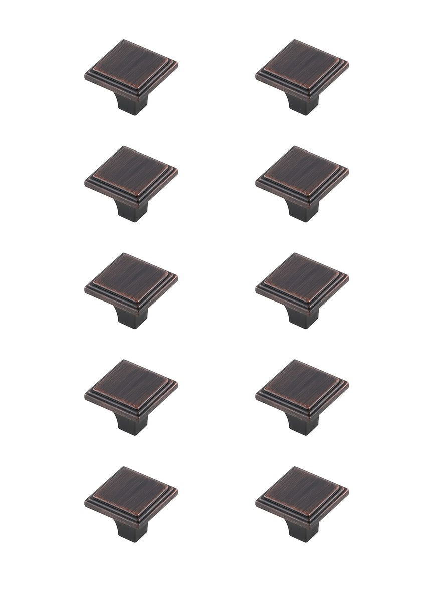 Wilow 1" Oil-rubbed Bronze Square Knob Multipack (Set of 10)