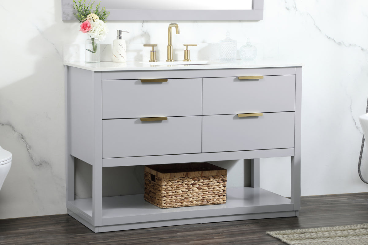 48 inch Single bathroom vanity in grey with backsplash