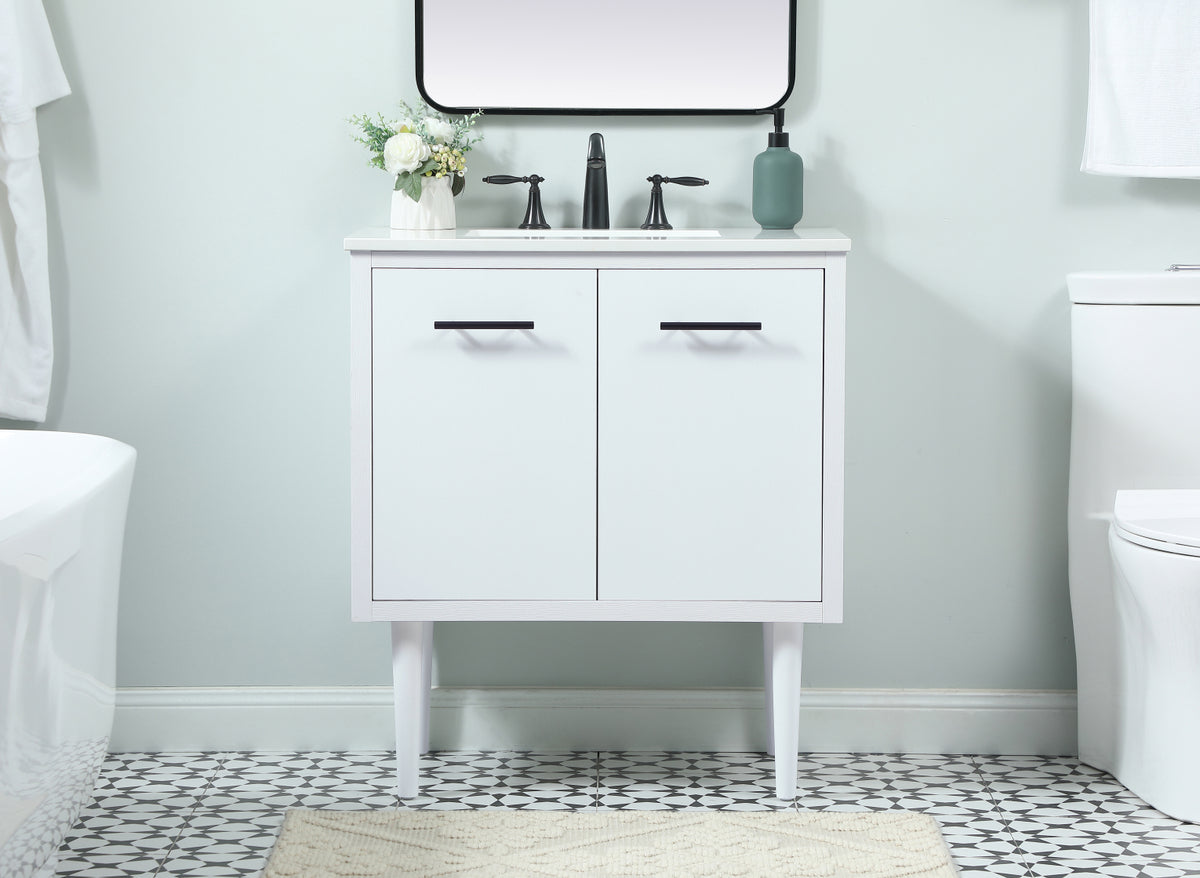 30 inch Single bathroom vanity in white