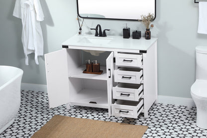 42 inch Single bathroom vanity in white
