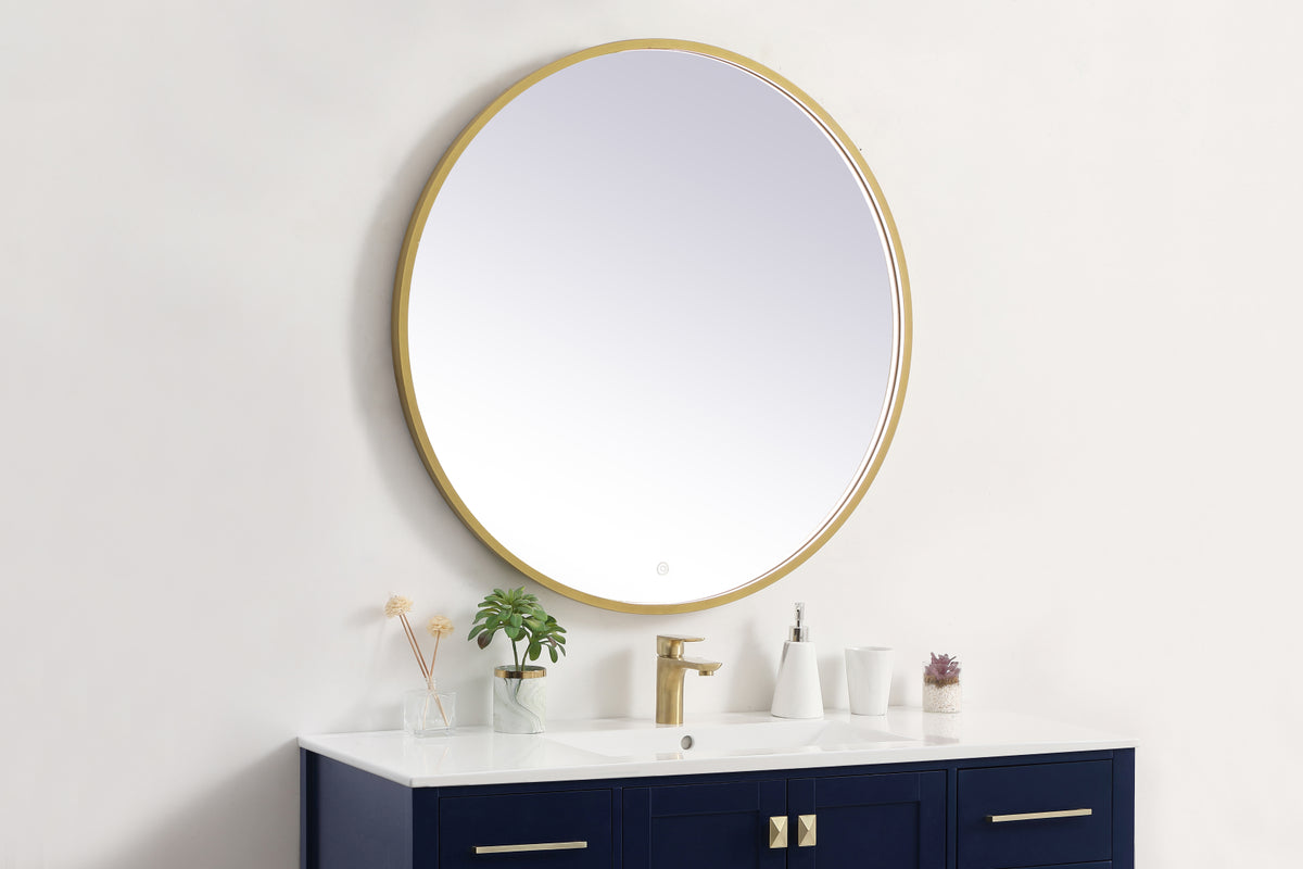 Pier 36 inch LED mirror with adjustable color temperature 3000K/4200K/6400K in brass