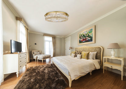 Monroe LED light gold Flush Mount Clear Royal Cut Crystal