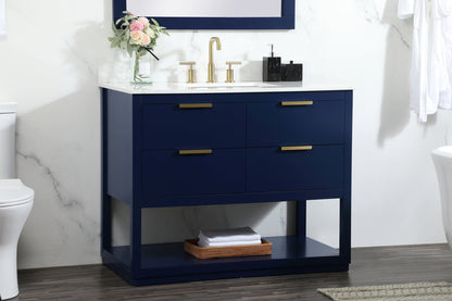 42 inch Single bathroom vanity in blue with backsplash