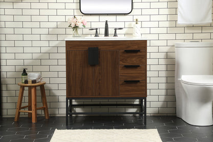 32 inch Single bathroom vanity in walnut