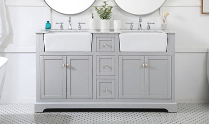 60 inch double bathroom vanity in grey