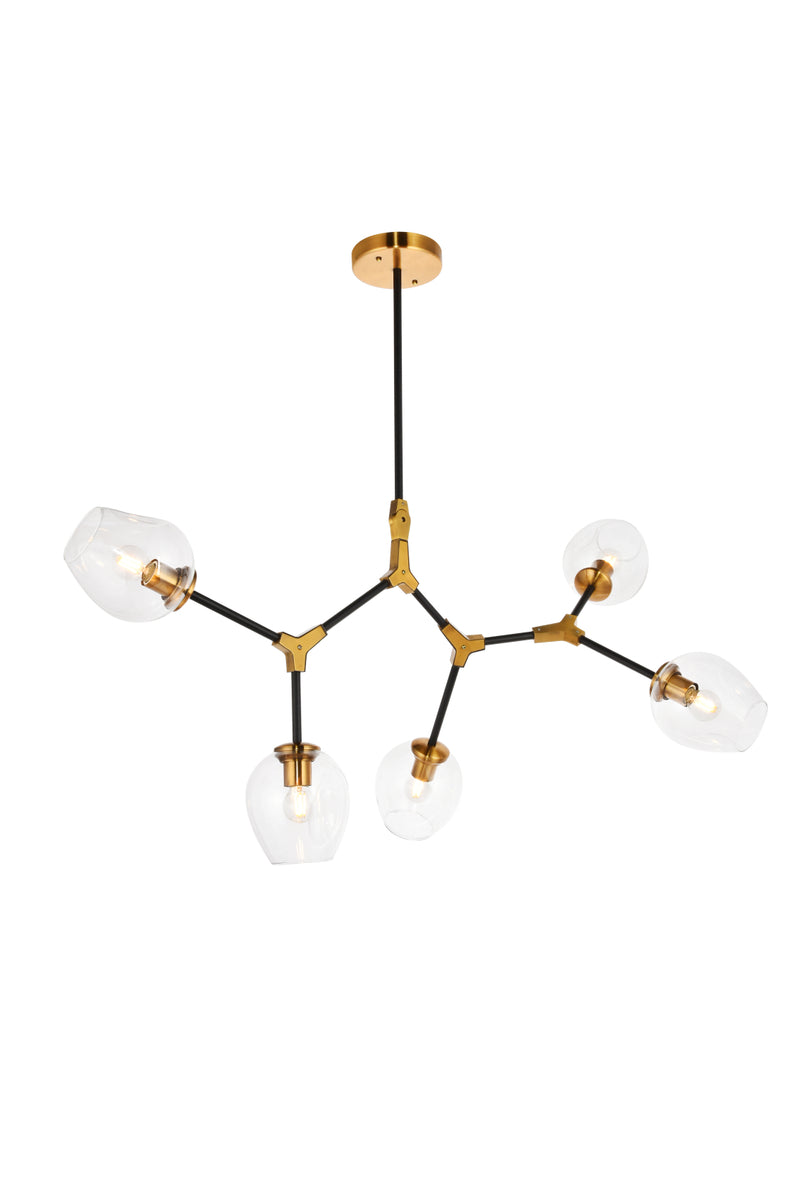 Cavoli 5 light in Light Antique Brass and Flat Black Pendant