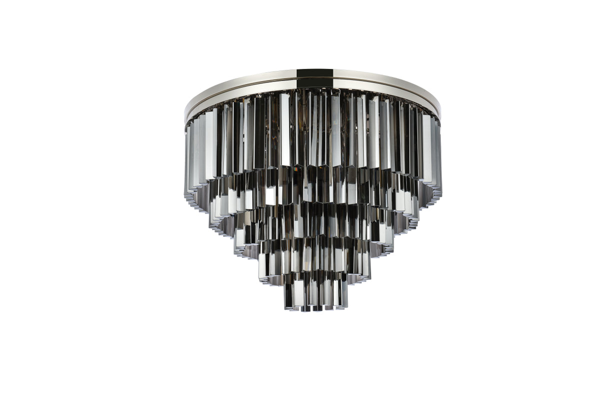 Sydney 17 light polished nickel Flush Mount Silver Shade (Grey) Royal Cut Crystal