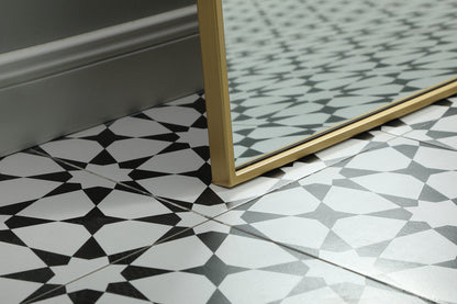 Metal Frame Arch Full Length Mirror 32x76 Inch in Brass