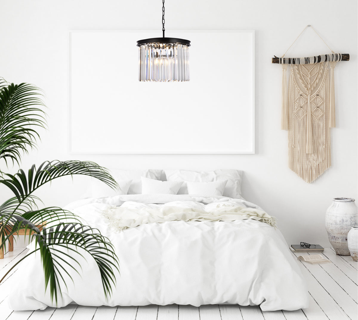 Sydney 6 light Matte Black Pendant Clear Royal Cut Crystal