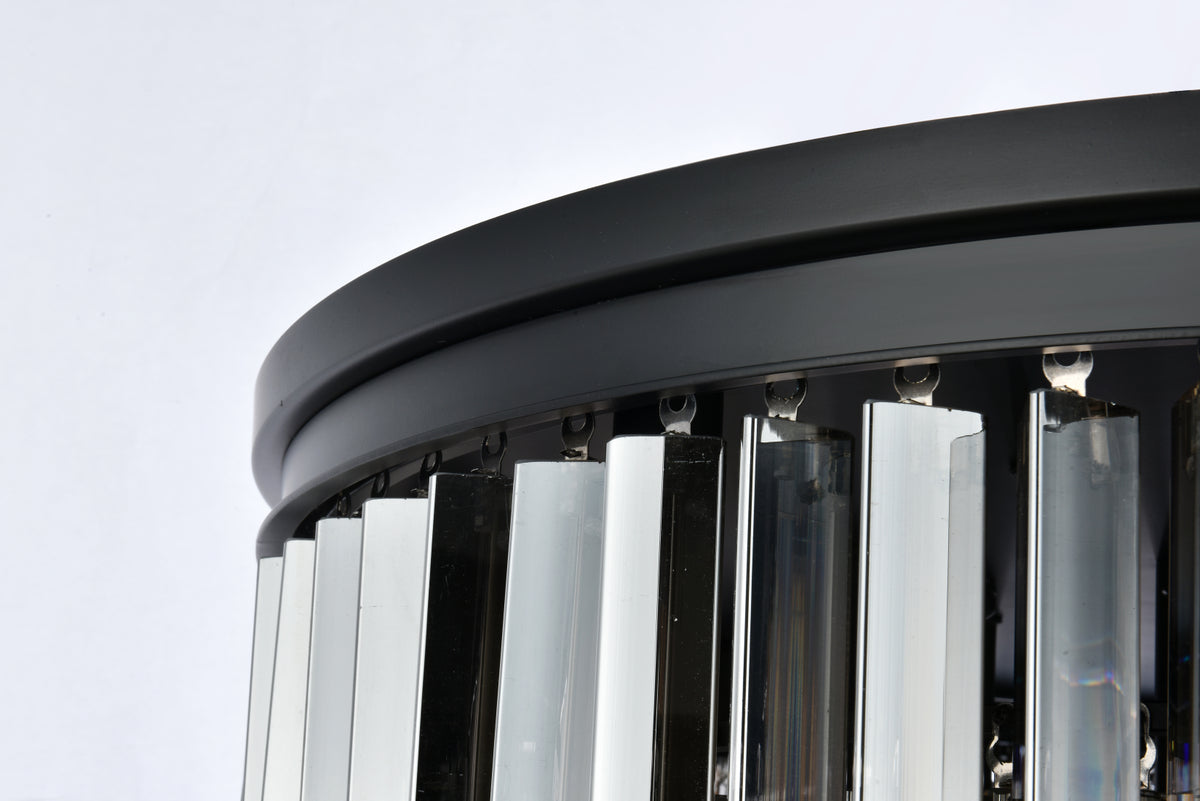 Sydney 17 light Matte Black Flush Mount Silver Shade (Grey) Royal Cut Crystal