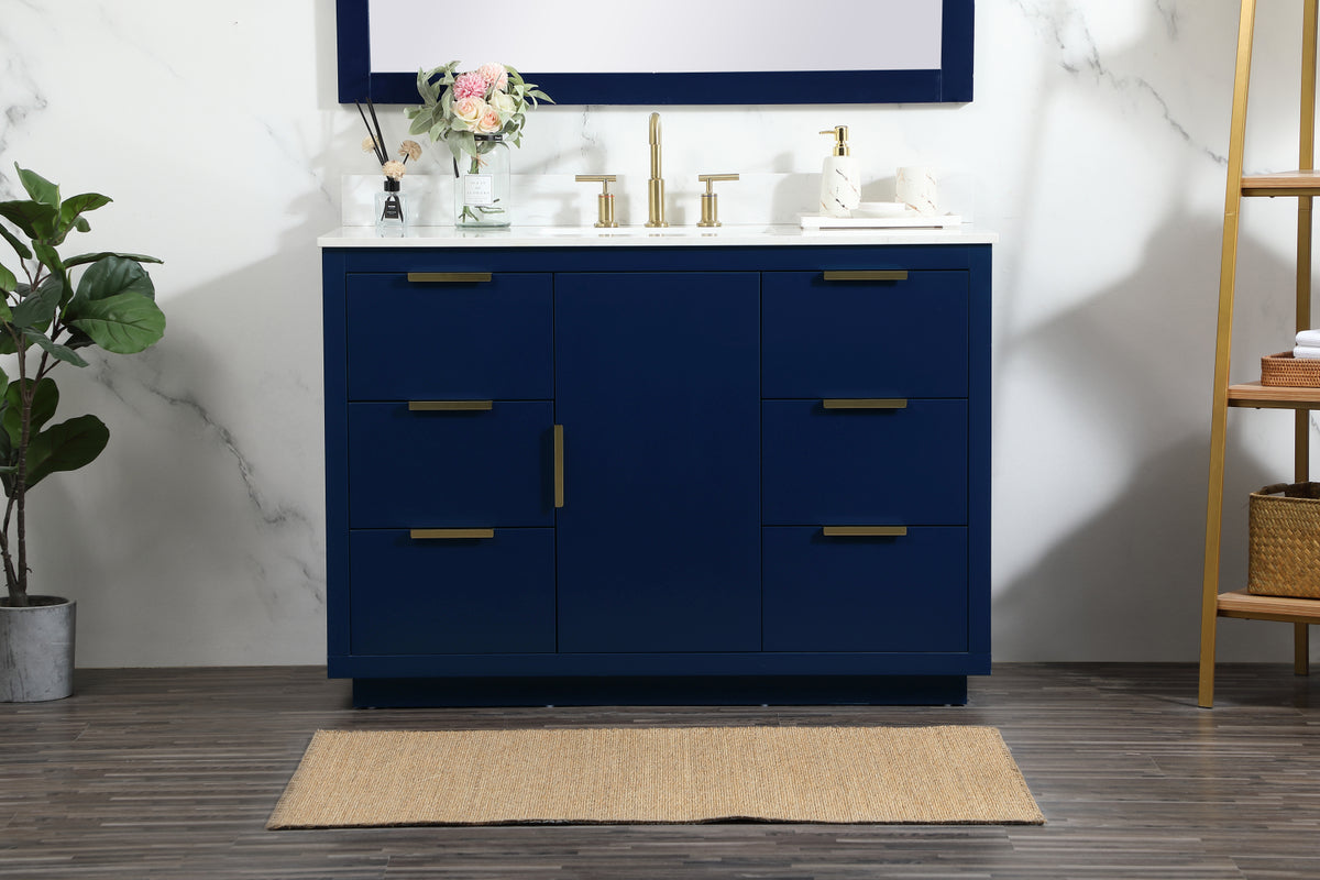 48 inch Single bathroom vanity in blue with backsplash