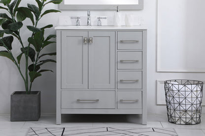 32 inch Single Bathroom Vanity in Gray with Backsplash