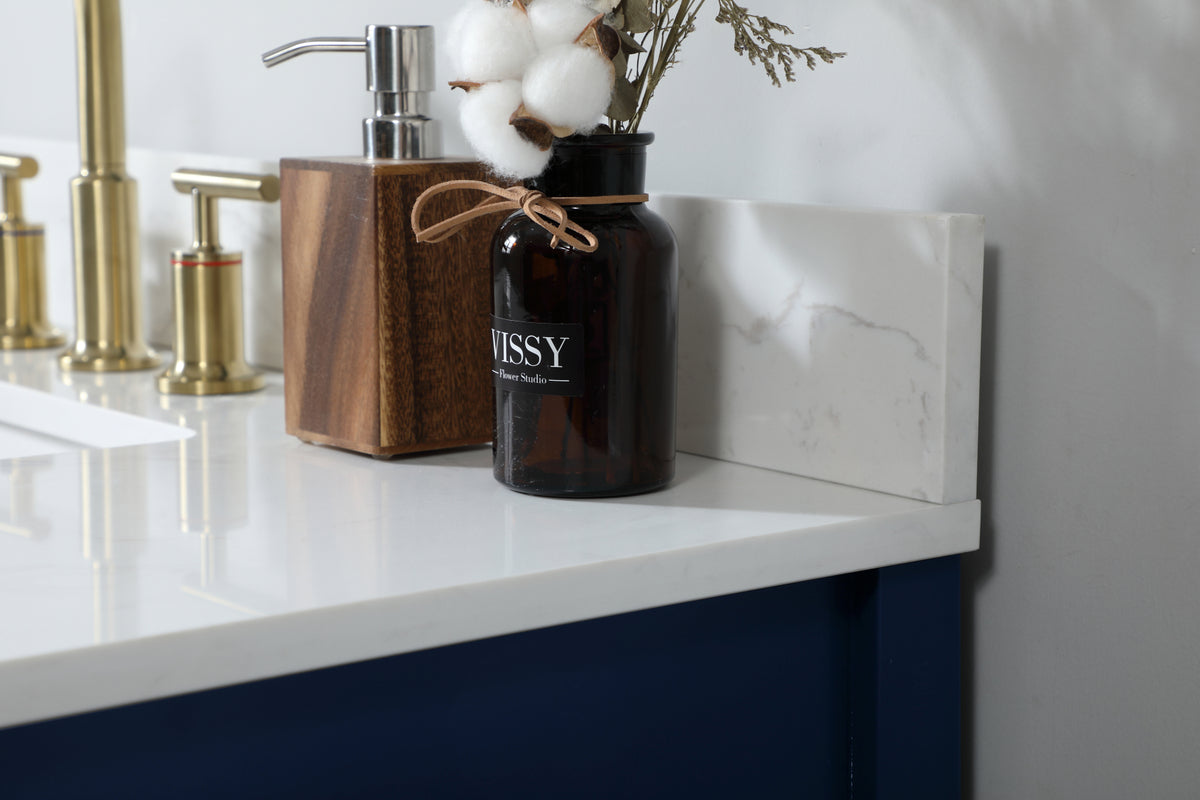 32 inch Single bathroom vanity in blue with backsplash