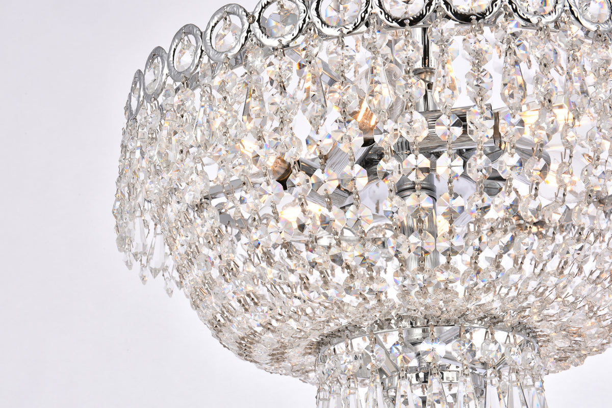 Century 8 light Chrome Pendant Clear Royal Cut Crystal