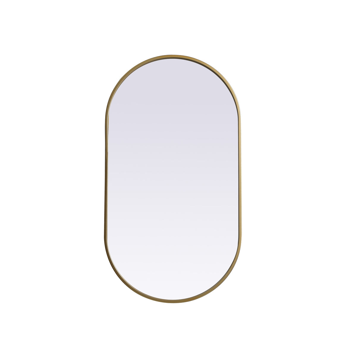 Metal Frame Oval Mirror 20x36 Inch in Brass