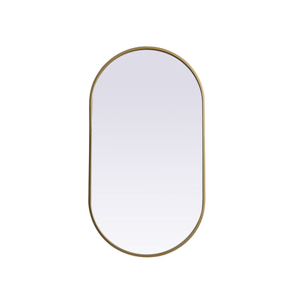 Metal Frame Oval Mirror 20x36 Inch in Brass