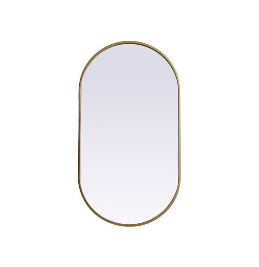 Metal Frame Oval Mirror 20x36 Inch in Brass