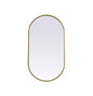 Metal Frame Oval Mirror 20x36 Inch in Brass