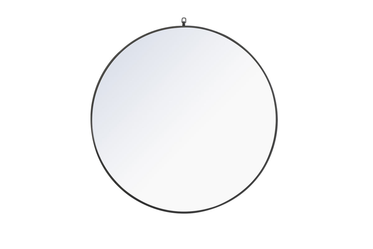 Metal frame Round Mirror with decorative hook 48 inch Black finish