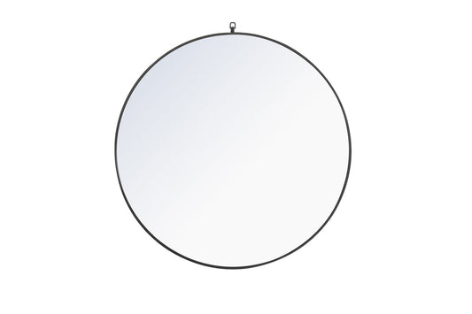 Metal frame Round Mirror with decorative hook 48 inch Black finish
