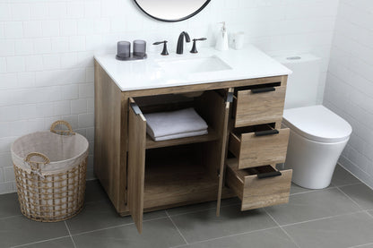 42 Inch SIngle Bathroom Vanity In Natural Oak