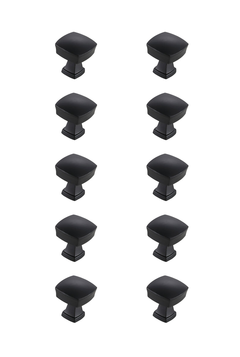 Irvin 1.3" Matte Black Square Knob Multipack (Set of 10)