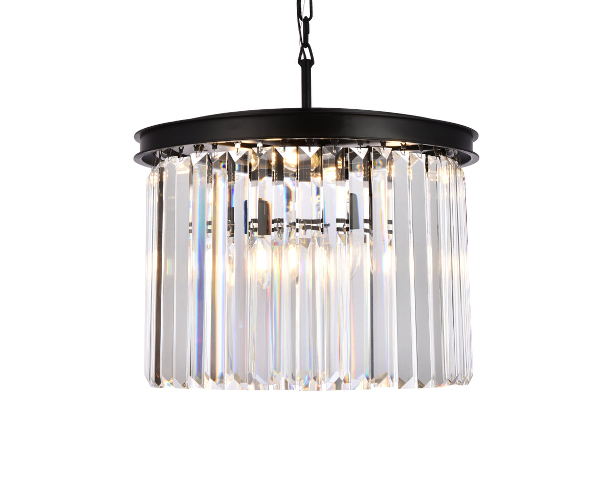 Sydney 6 light Matte Black Pendant Clear Royal Cut Crystal