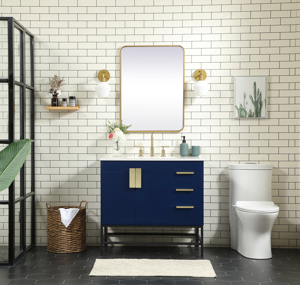 36 inch Single bathroom vanity in blue