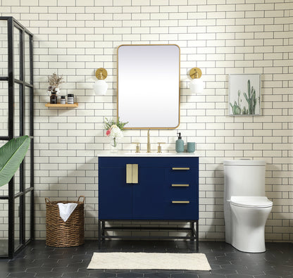 36 inch Single bathroom vanity in blue