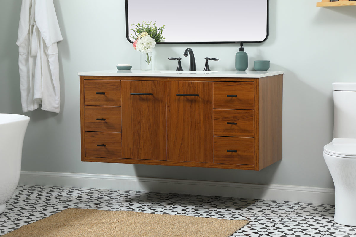 48 inch Single bathroom vanity in teak
