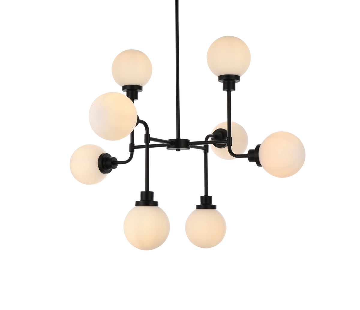 Hanson 8 lights pendant in black with frosted shade