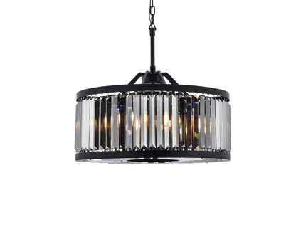 Chelsea 8 light Matte Black Chandelier Silver Shade (Grey) Royal Cut Crystal