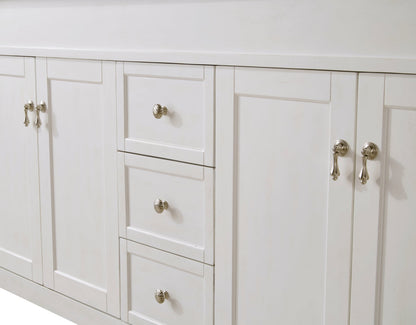 60 inch Single Bathroom vanity in Antique White with ivory white engineered marble
