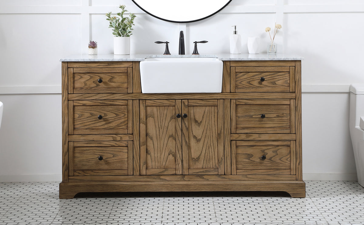 60 inch Single bathroom vanity in driftwood