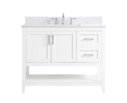 42 inch Single Bathroom Vanity in White with Backsplash