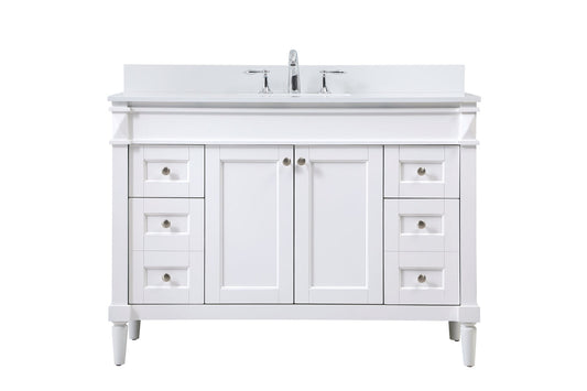 48 inch Single bathroom vanity in white with backsplash