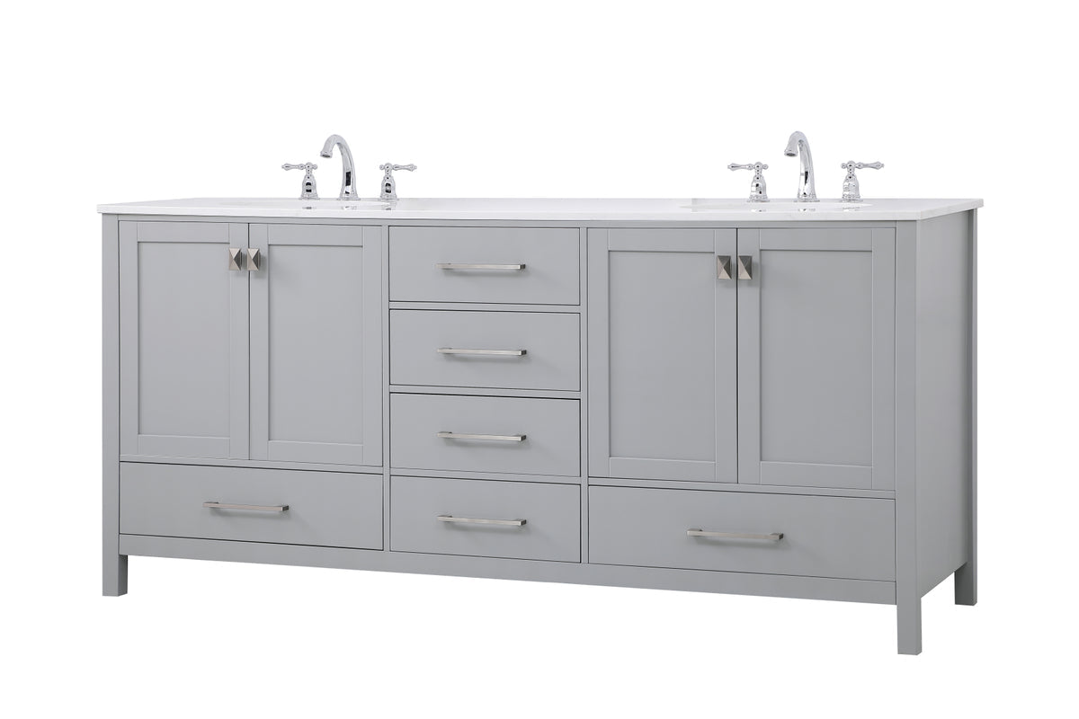 72 inch Double Bathroom Vanity in Gray