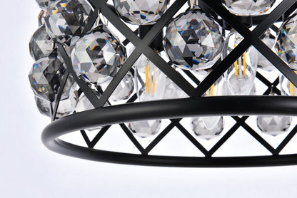 Madison 4 light Matte Black Pendant Silver Shade (Grey) Royal Cut Crystal