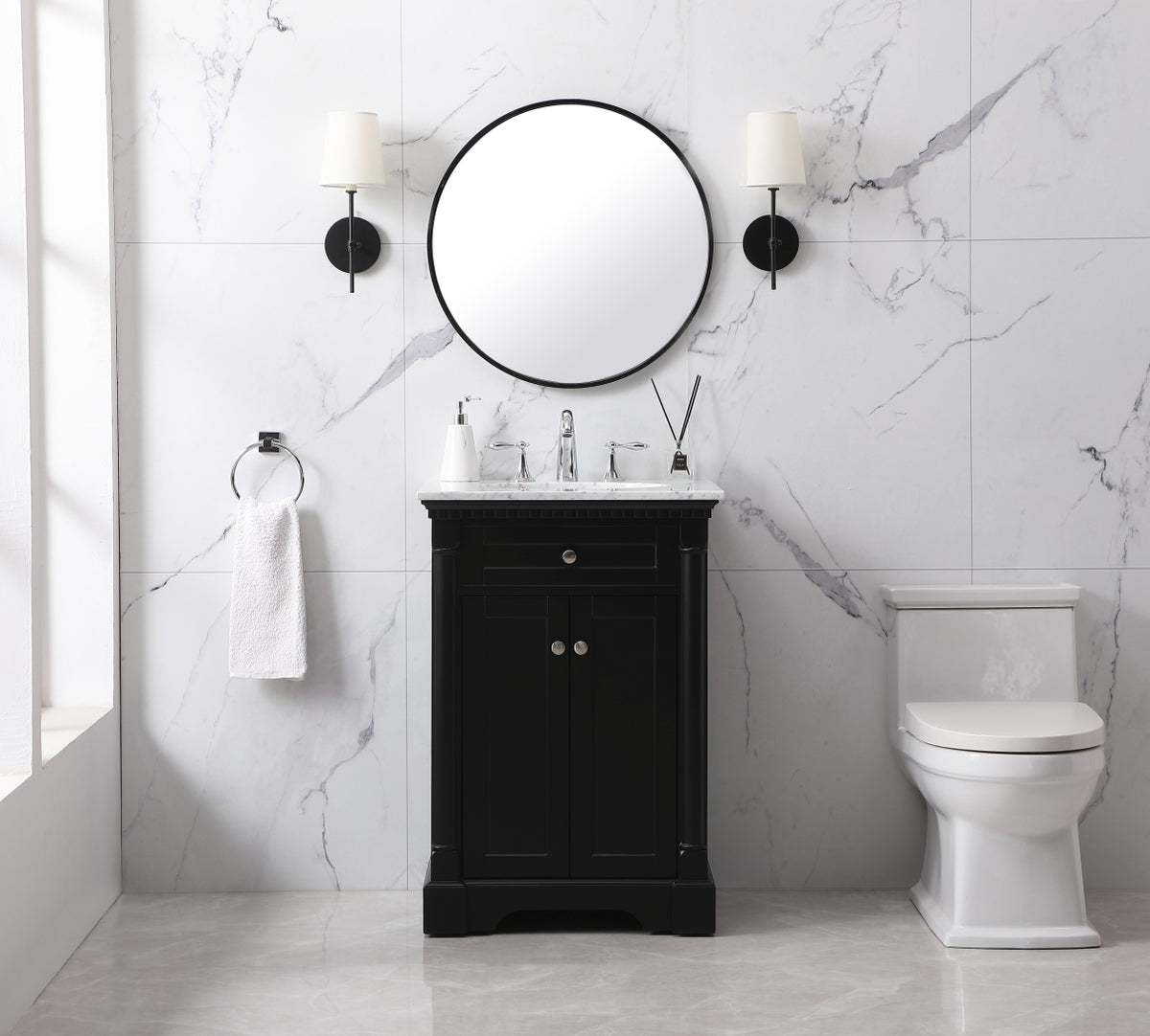 24 inch Single bathroom vanity set in black