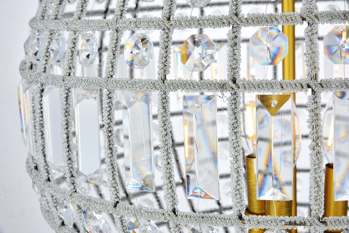 Olivia 3 light French Gold Pendant Clear Royal Cut Crystal