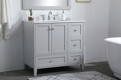 36 inch Single Bathroom Vanity in Grey with Backsplash